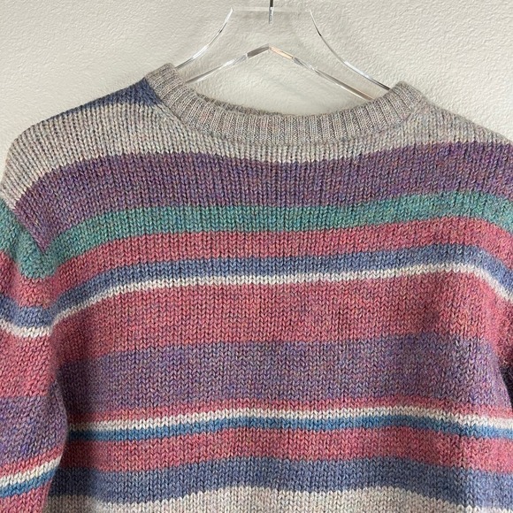 Vintage Boston Traders 100% Wool Pastel Stripe Sweater Women's Size L - Picture 4 of 5